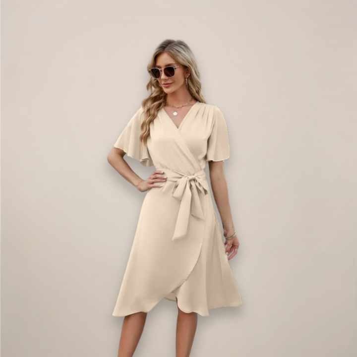 Women’s Midi Wrap Dress With Front Tie