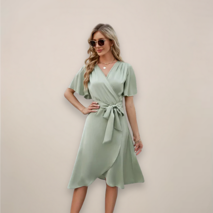 Women’s Midi Wrap Dress With Front Tie