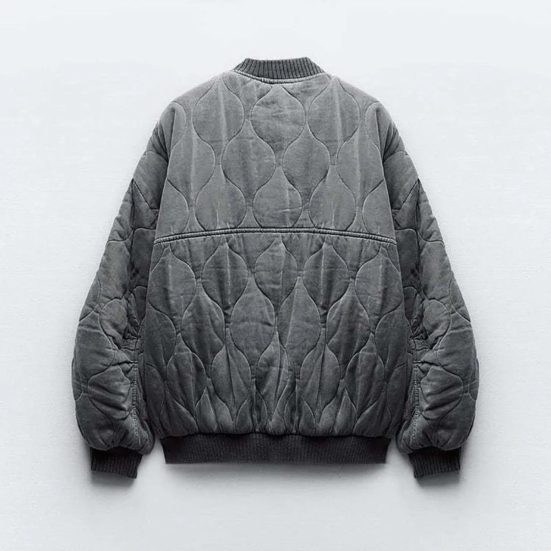 Mune | Women's Plus Size Gray Bomber Jacket