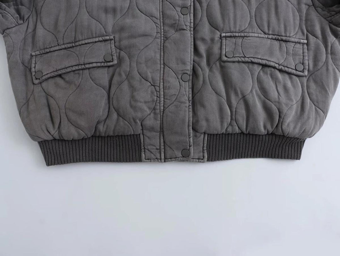 Mune | Women's Plus Size Gray Bomber Jacket