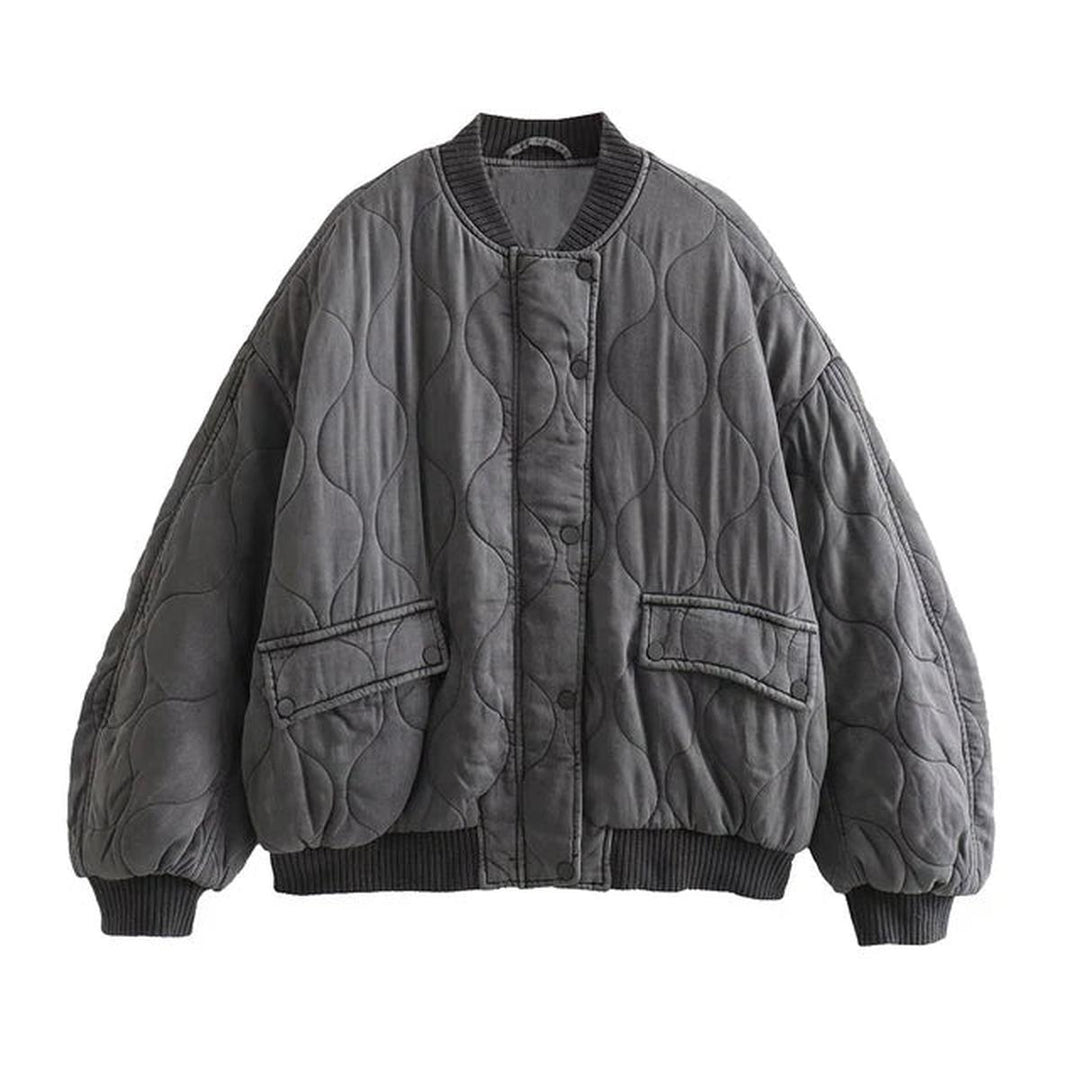 Mune | Women's Plus Size Gray Bomber Jacket