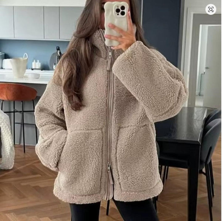 Mune | Women's Plus Size Wool Jacket with Stand-up Collar