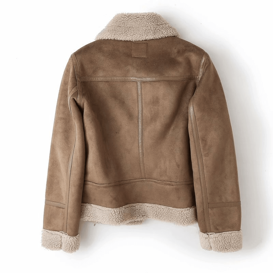 Mune | Women's Sherpa Lined Leather Jacket with Ribbed Cuffs