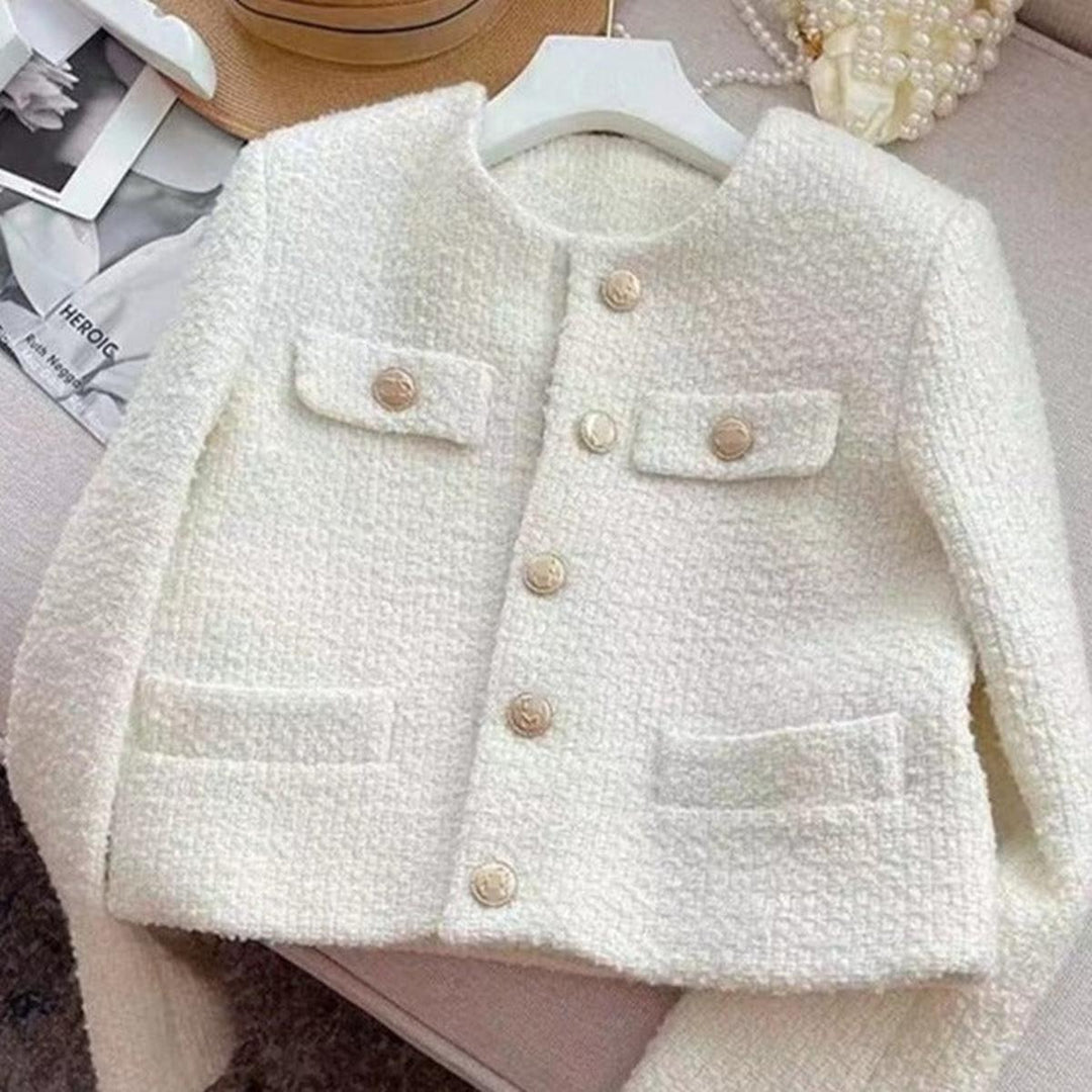 Mune | Women's Tweed Jacket with Round Neckline and Button Placket