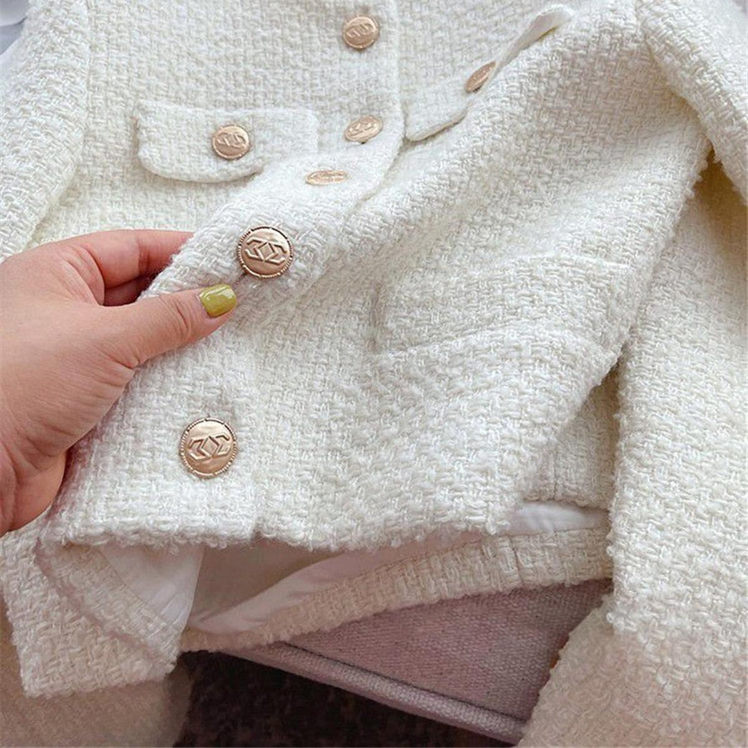 Mune | Women's Tweed Jacket with Round Neckline and Button Placket