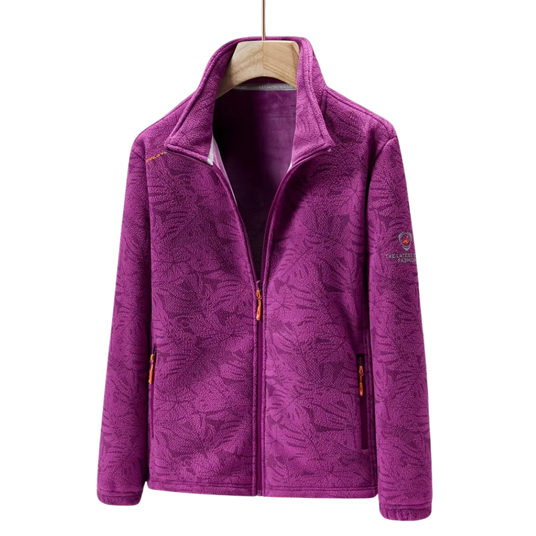 Mune | Women's Windproof Fleece Jacket with Botanical Print for Autumn and Winter