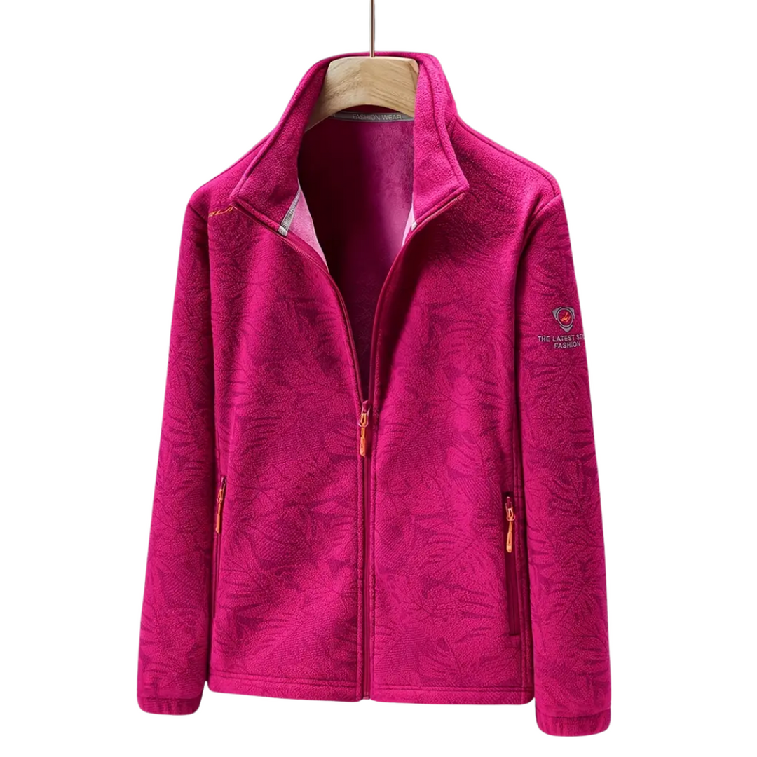 Mune | Women's Windproof Fleece Jacket with Botanical Print for Autumn and Winter