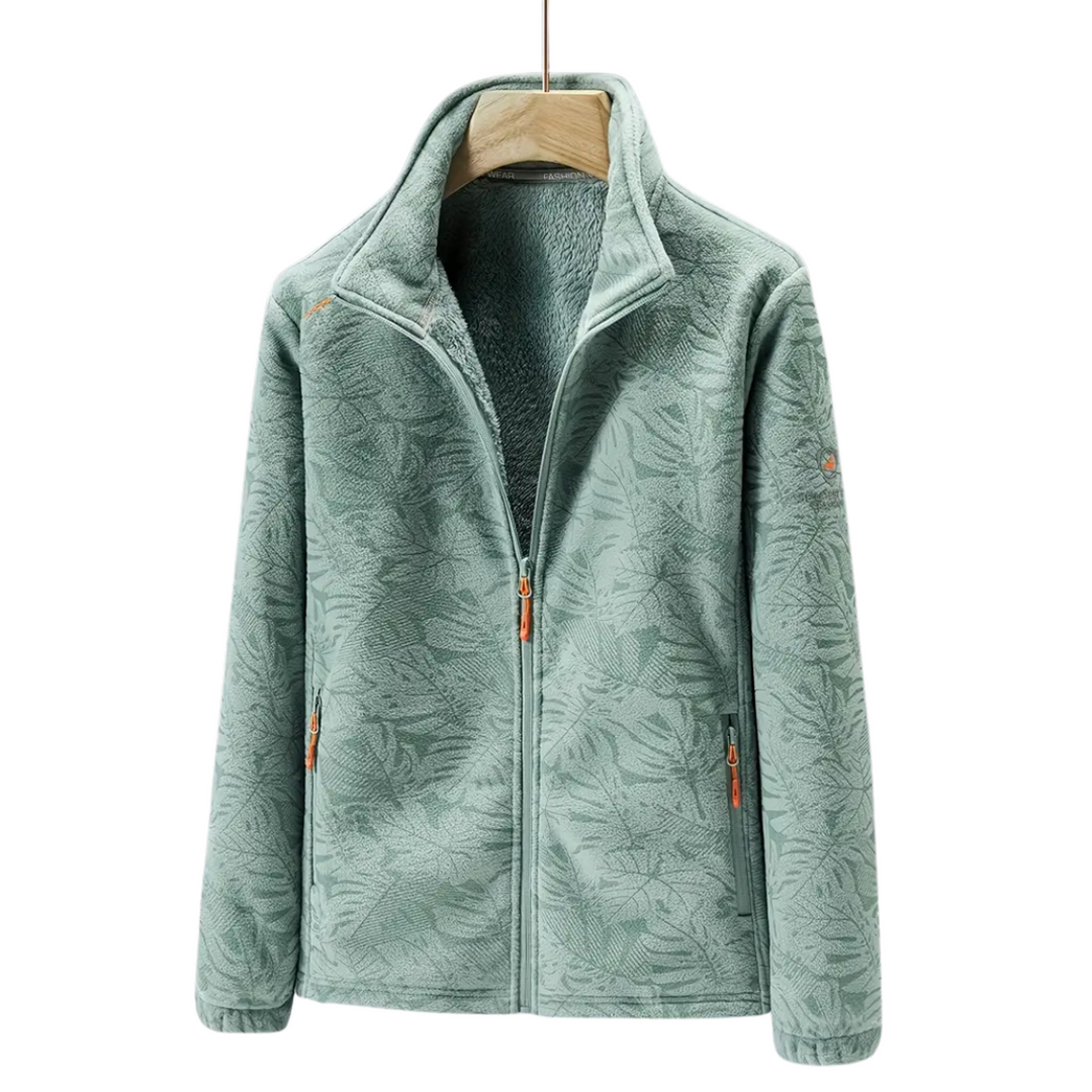 Mune | Women's Windproof Fleece Jacket with Botanical Print for Autumn and Winter