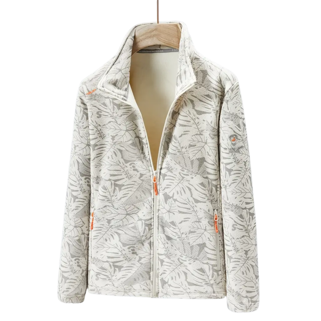 Mune | Women's Windproof Fleece Jacket with Botanical Print for Autumn and Winter
