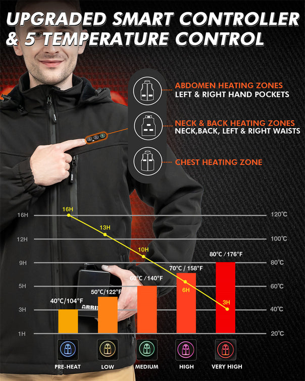 Mune | Men's jacket Tim with rechargeable battery - 8 heating zones and comfort