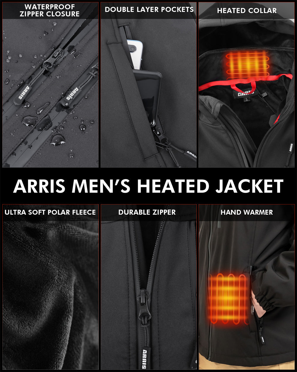 Mune | Men's jacket Tim with rechargeable battery - 8 heating zones and comfort