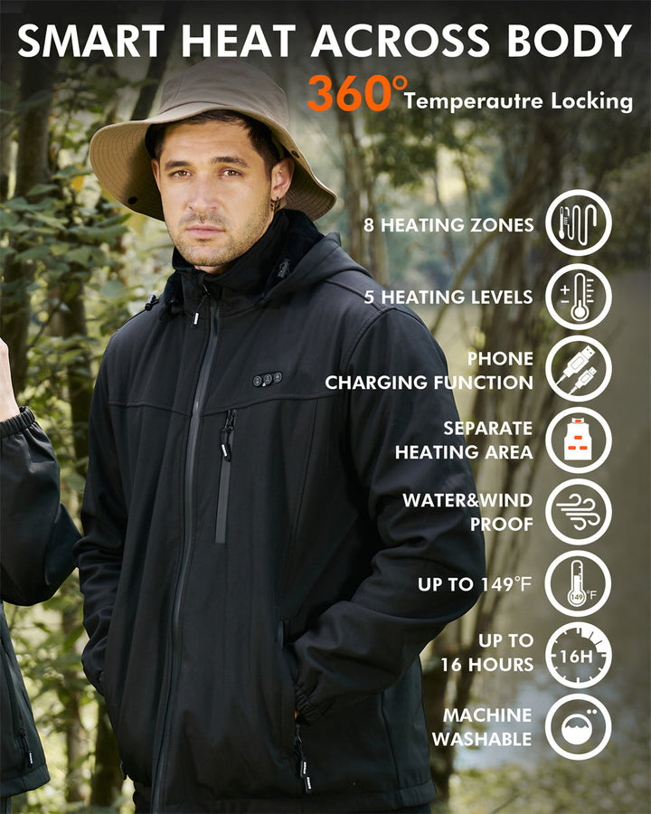 Mune | Men's jacket Tim with rechargeable battery - 8 heating zones and comfort