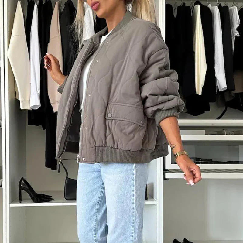 Mune | Women's Quilted Bomber Jacket with Lining and Long Sleeves