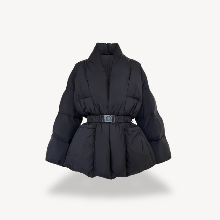 Mune | Women's Quilted Puffer Jacket with Waist Belt and Stylish Strap Closure