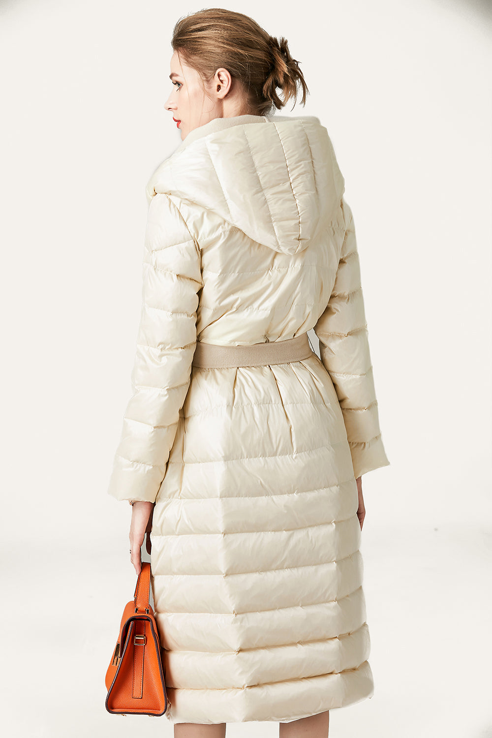 Mune | Women's Long Quilted Puffer Jacket with Buttons and Hood Made of Faux-Fur