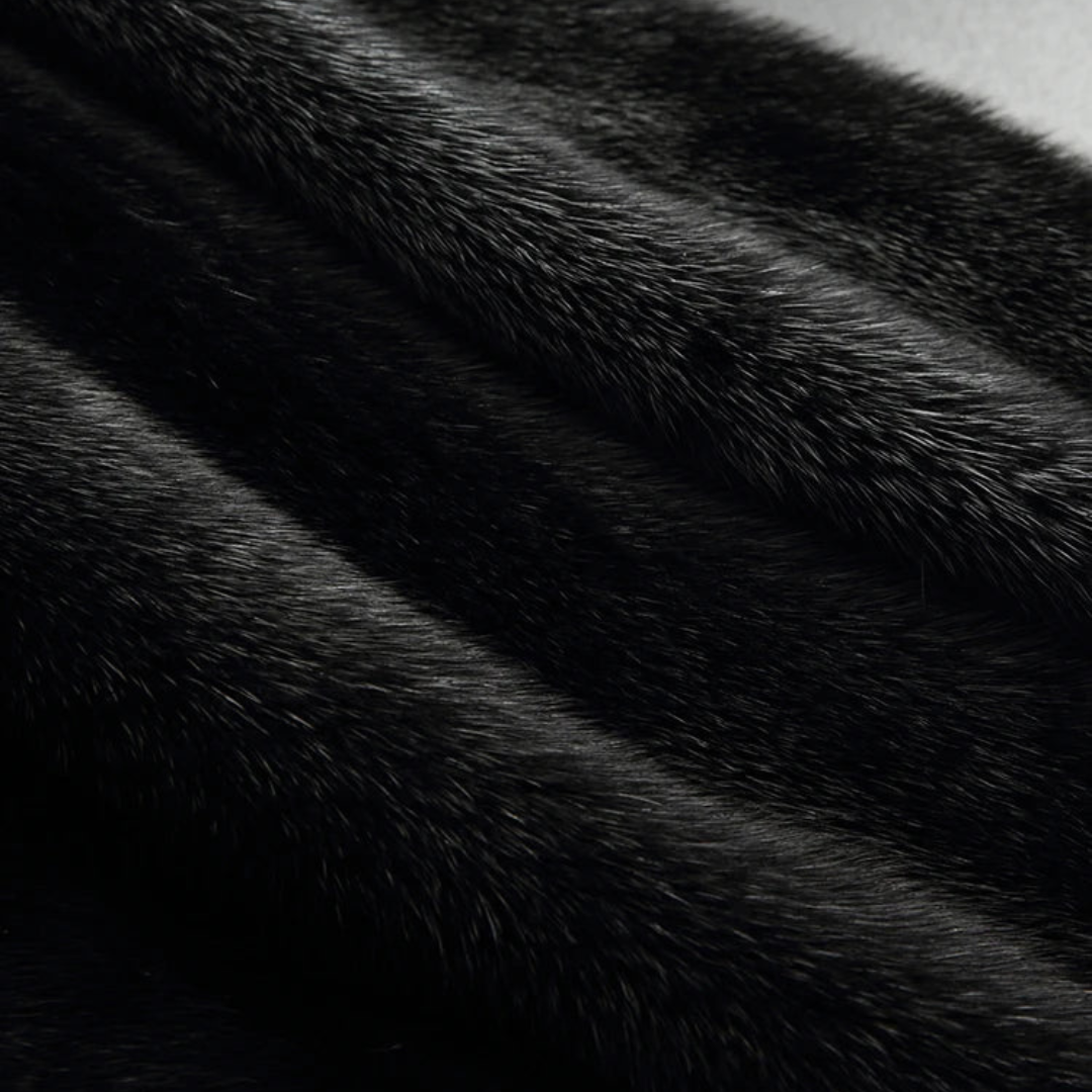 Mune | Women's Black Winter Coat with Faux Fur and Long Sleeves