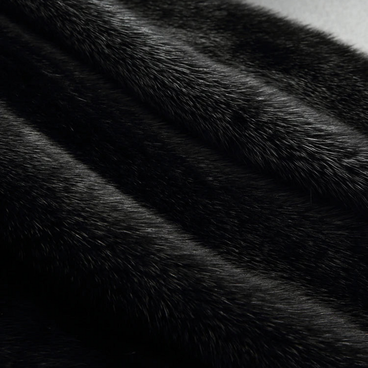 Mune | Women's Black Winter Coat with Faux Fur and Long Sleeves
