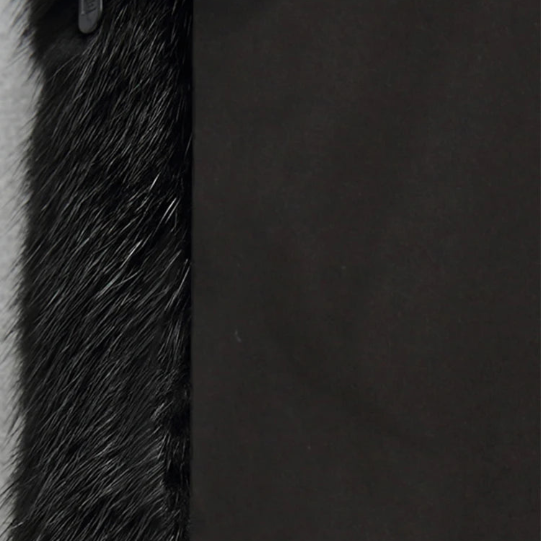 Mune | Women's Black Winter Coat with Faux Fur and Long Sleeves