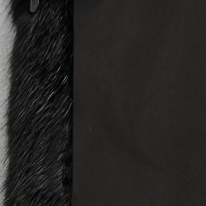 Mune | Women's Black Winter Coat with Faux Fur and Long Sleeves