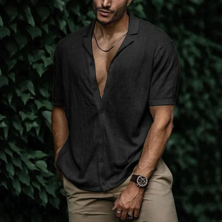 Men Casual Short Sleeve Button Shirt