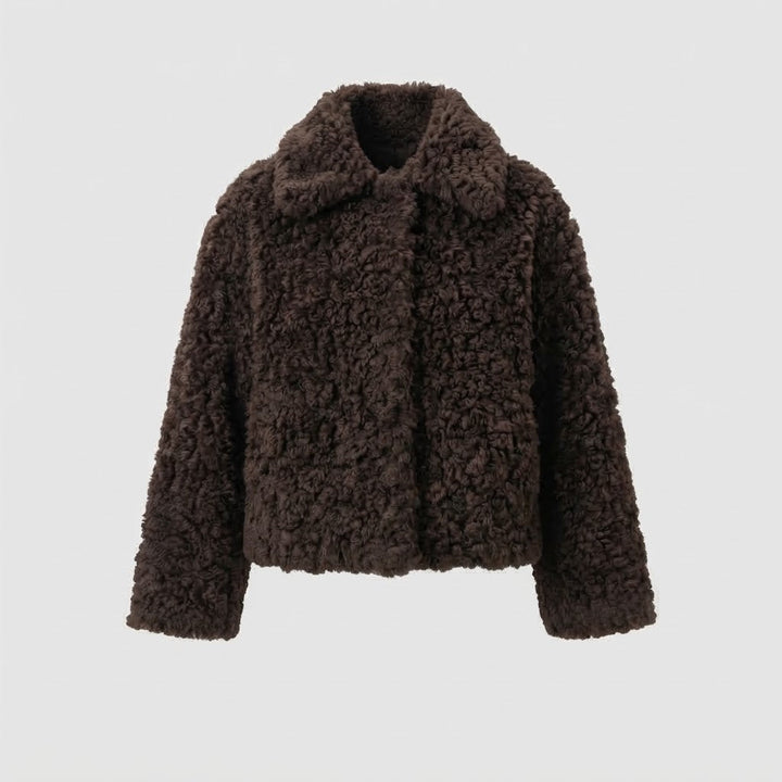 Women's Cozy Teddy Look Faux Fur Jacket with Oversized Cut and Wide Lapel Collar Mune Fashion