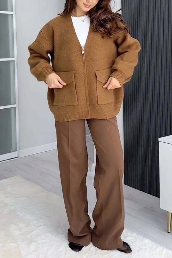 Mune | Color Versatile V-Neck Pocket Sweater Jacket