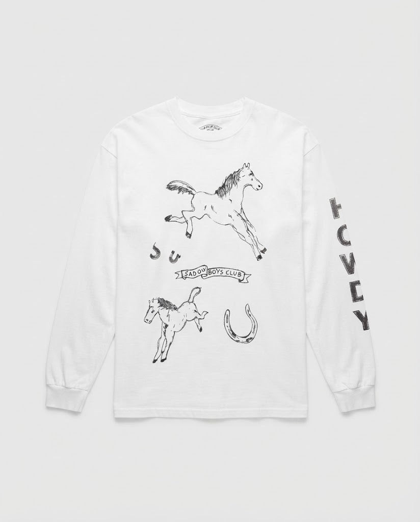 Women’s Long Sleeve Oversized Print Shirt with Western Horse Illustration Mune Fashion