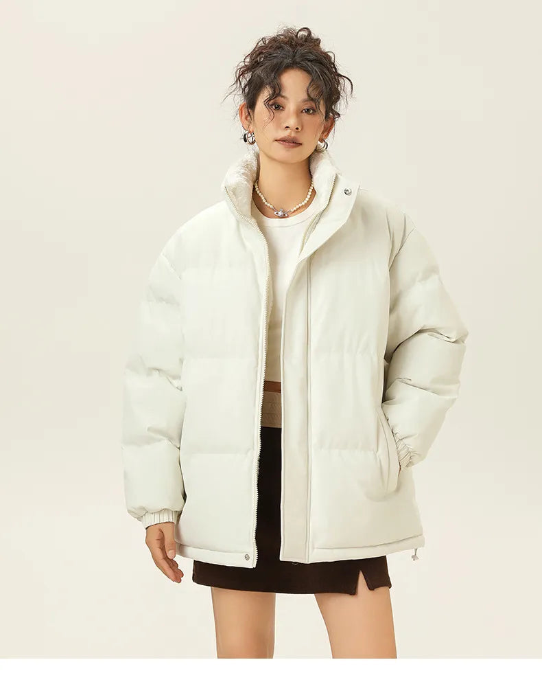 Mune | Loose Jacket with Stand-Up Collar Made Of Thick Warm Cotton Fabric