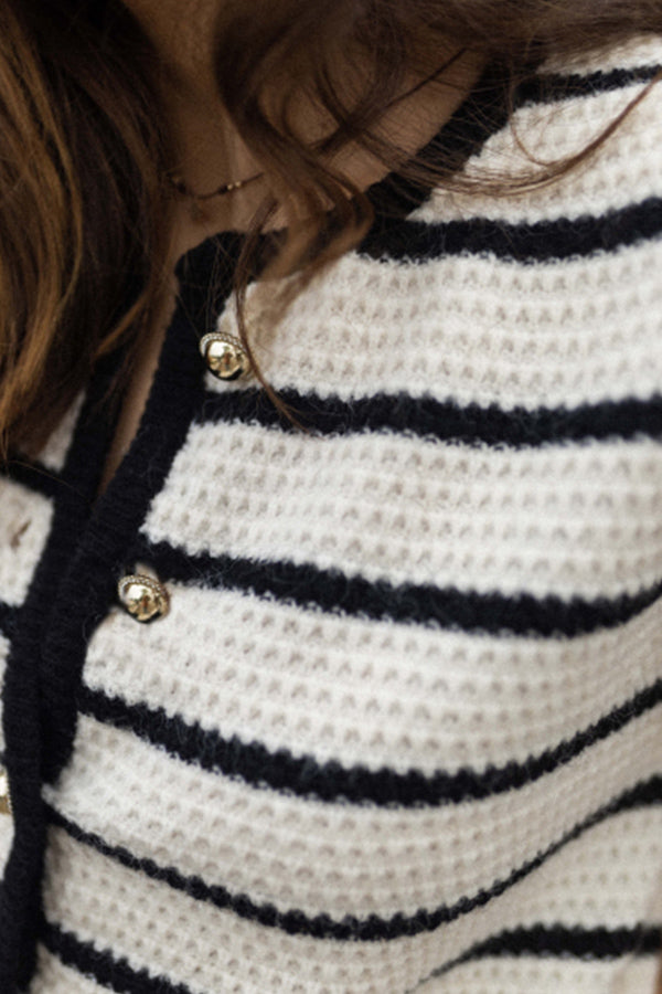 Mune | Striped Round Neckline Jacket