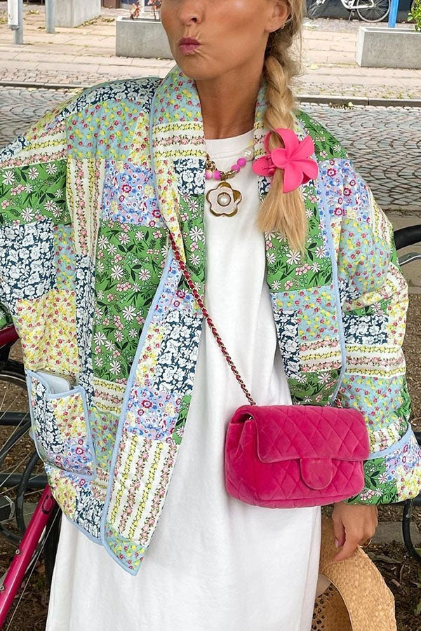Mune | Multiple Patchwork Print with Pockets Relaxed Cotton Jacket