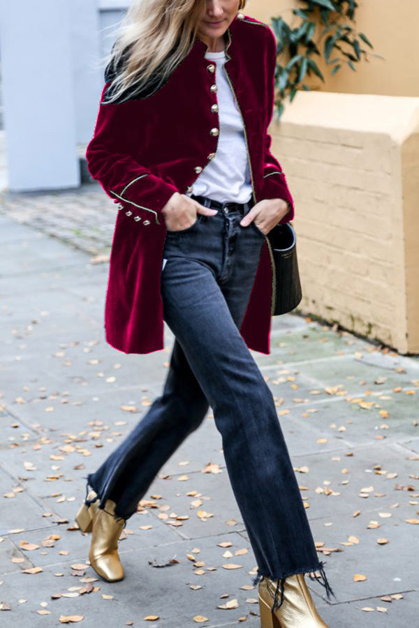Mune | Velvet Patchwork Multi-Button Women'S Jacket