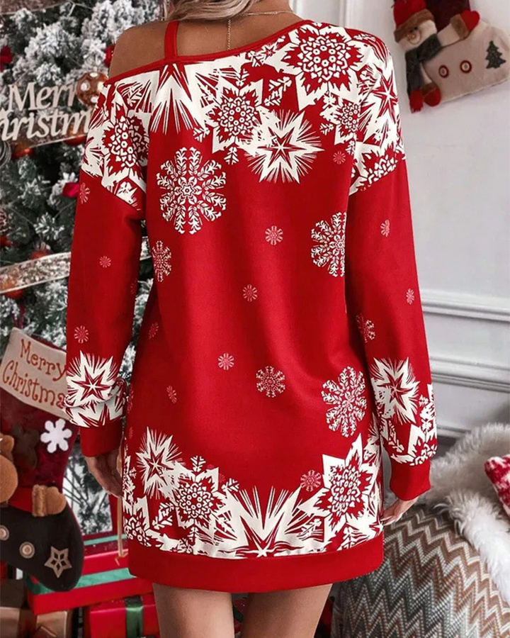Mune | Asymmetrical Shoulder Christmas Dress