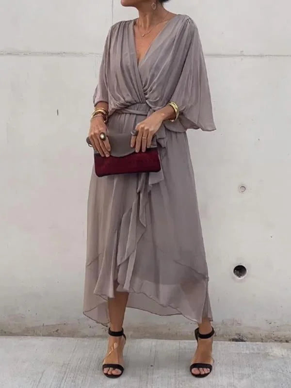 Elegant chiffon dress with V-neck