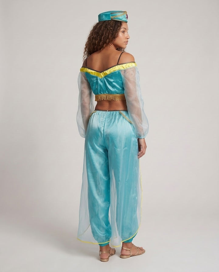 Women's Enchanted Oriental Costume with Transparent Sleeves and Embellished Details Mune Fashion