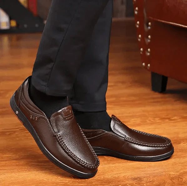 Men's Genuine Leather Slip-On Shoes Mune Fashion