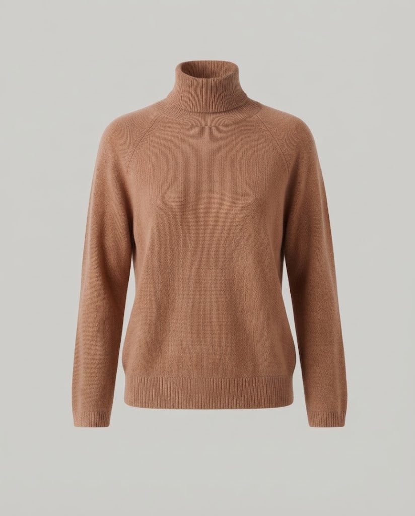 Women's fine knit turtleneck sweater made of cashmere blend with raglan sleeves and fine ribbed hem Mune Fashion