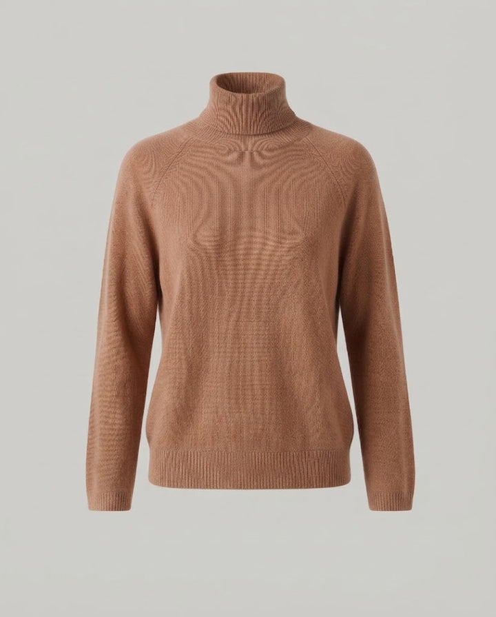 Women's fine knit turtleneck sweater made of cashmere blend with raglan sleeves and fine ribbed hem Mune Fashion