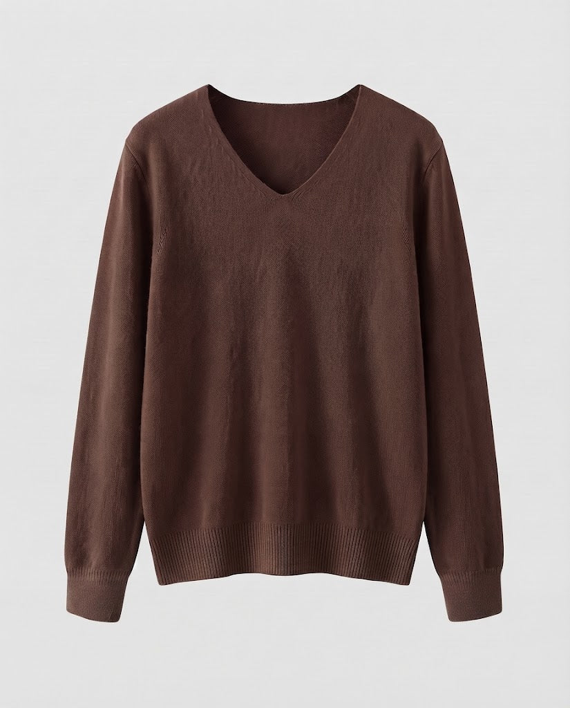 Women Fine Knit V-Neck Sweater made of Cozy Angora Mix Mune Fashion
