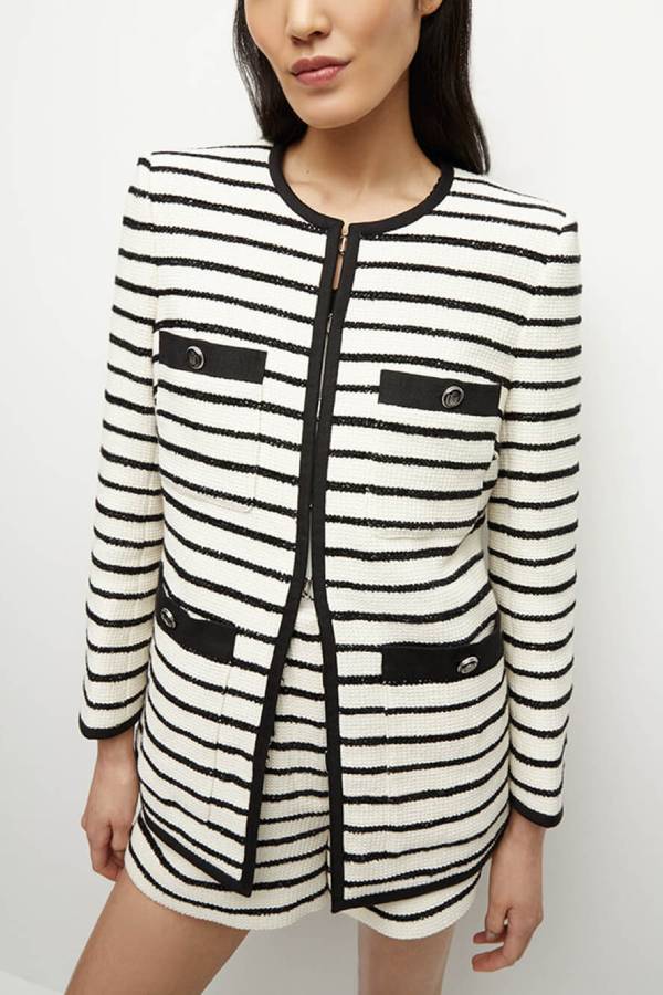 Mune | Striped Dickey Jacket In Ivory Black