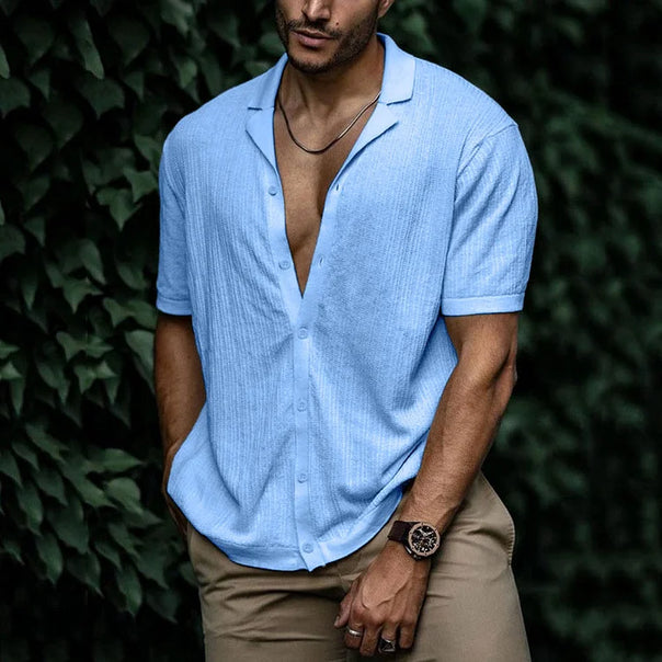 Men Casual Short Sleeve Button Shirt