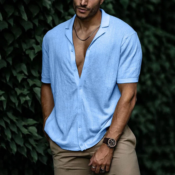 Men Casual Short Sleeve Button Shirt