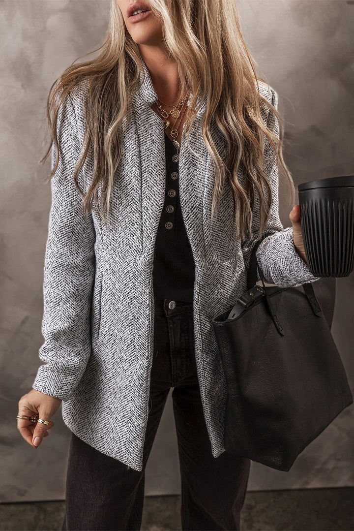 Mune | Gray Lapel Collar Jacket with Pockets