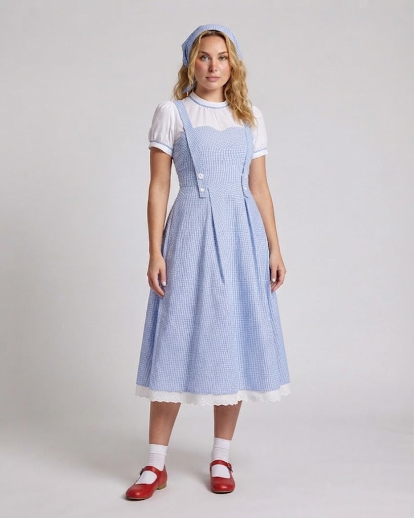 Ladies' traditional dress with historical accents and ruffle details Mune Fashion