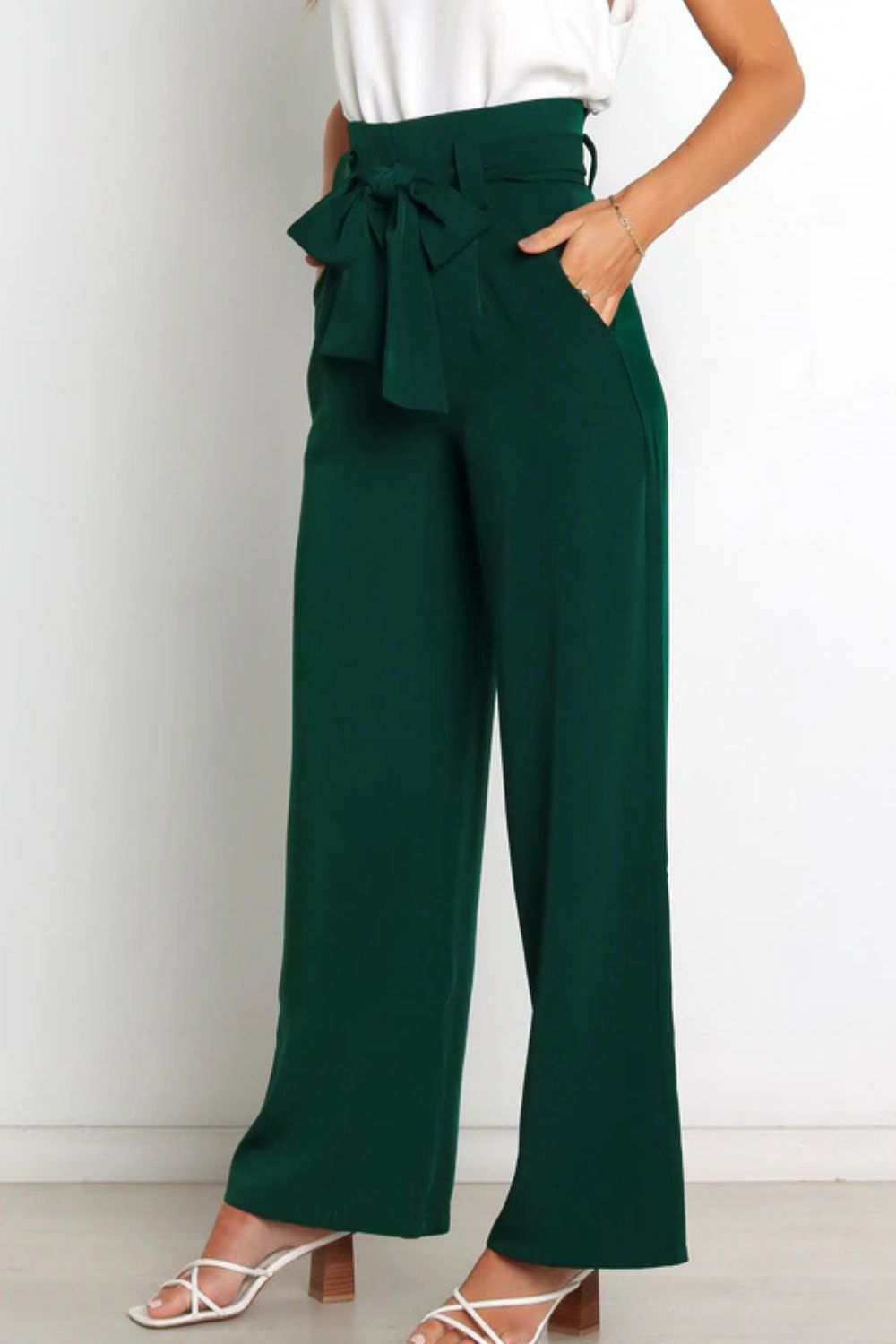 Mune Fashion | High Waist Paperbag Pants with Bow Detail