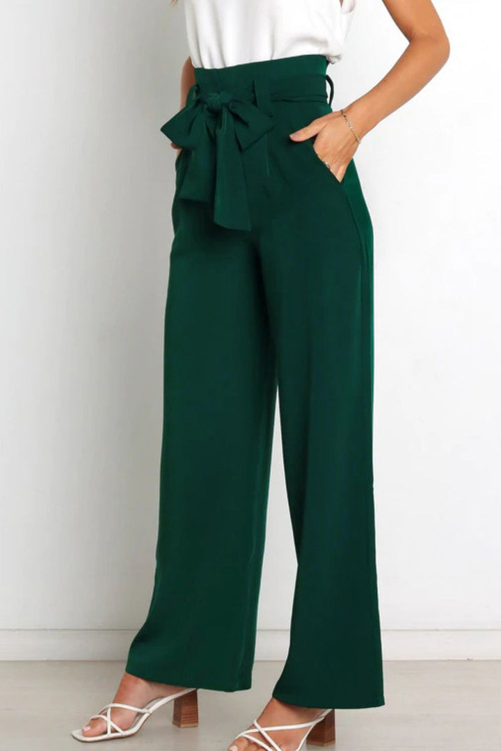 Mune Fashion | High Waist Paperbag Pants with Bow Detail