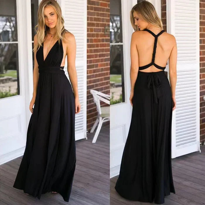 elastic wrap dress with straps