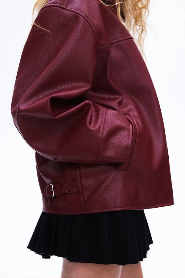 Mune | Revers Long Sleeve Pocket Zipper Leather Jacket