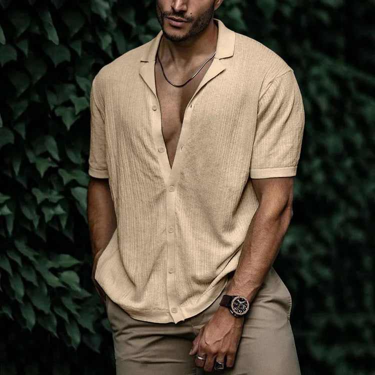 Men Casual Short Sleeve Button Shirt