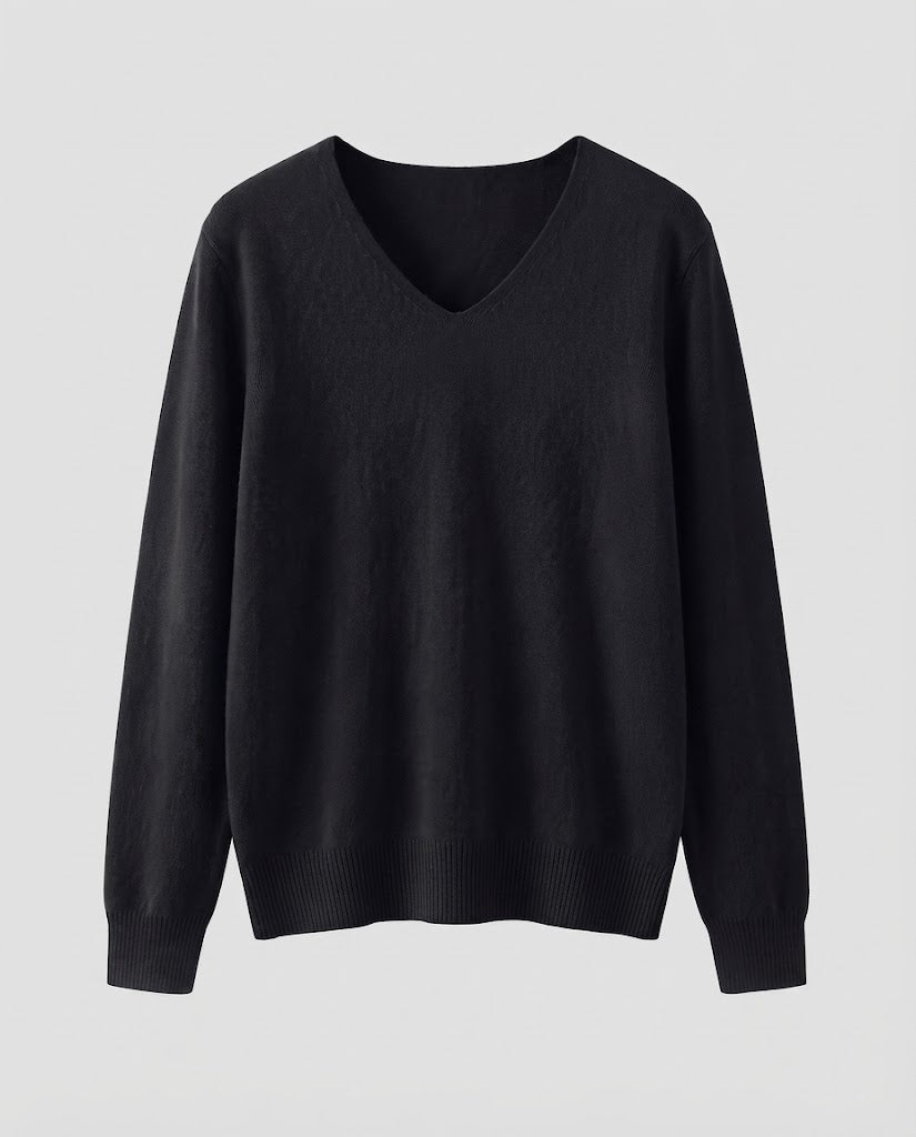 Women Fine Knit V-Neck Sweater made of Cozy Angora Mix Mune Fashion