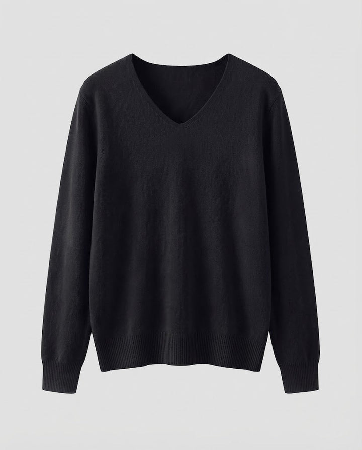 Women Fine Knit V-Neck Sweater made of Cozy Angora Mix Mune Fashion